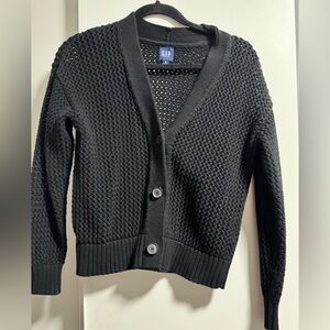 GAP Charcoal Open-Knit Cardigan